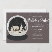 Zwarte Kerst Sneeuw wereldbol Winter Verjaardag Kaart (Voorkant)