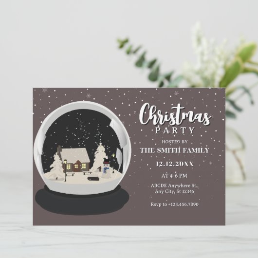 Zwarte Kerst Sneeuw wereldbol Winter wonderland Kaart (Staand voorkant)