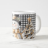 Zwarte kerst sneeuwpop winter ontwerp grote koffiekop (Voorkant rechts)