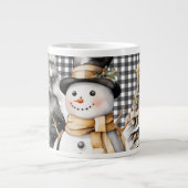 Zwarte kerst sneeuwpop winter ontwerp grote koffiekop (Voorkant)
