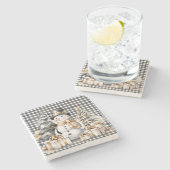 Zwarte kerst sneeuwpop winter ontwerp stenen onderzetter (Zijkant)