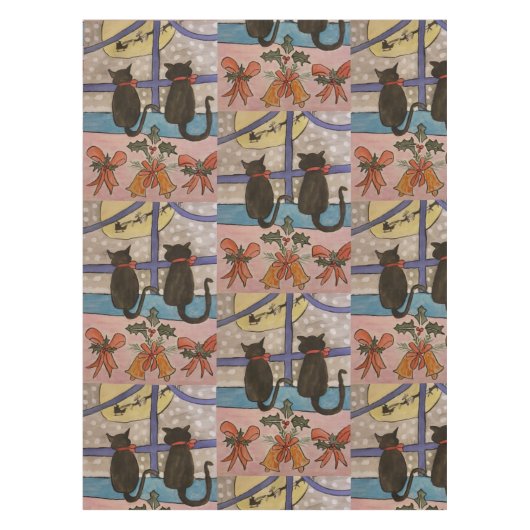 Zwarte kerst tafelkleed (Voorkant)