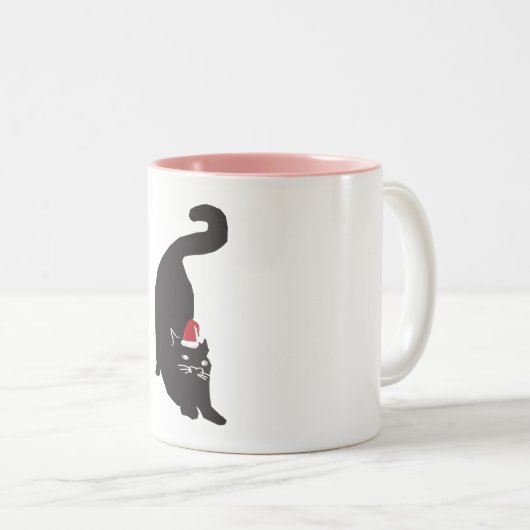 Zwarte kerst tweekleurige koffiemok (Voorkant rechts)