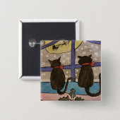Zwarte kerst vierkante button 5,1 cm (Voorkant /achterkant)