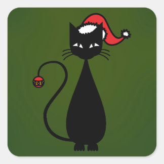 Zwarte kerst vierkante sticker