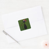 Zwarte kerst vierkante sticker (Envelop)