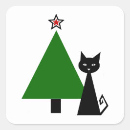 Zwarte kerst vierkante sticker