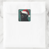 Zwarte kerst vierkante sticker (Tas)