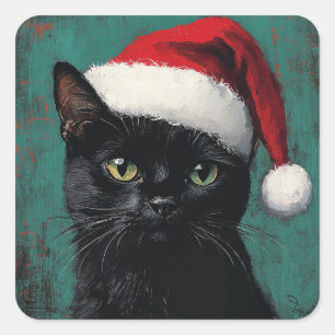 Zwarte kerst vierkante sticker