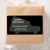 Zwarte kerstauto met structuur etiket (Insitu)