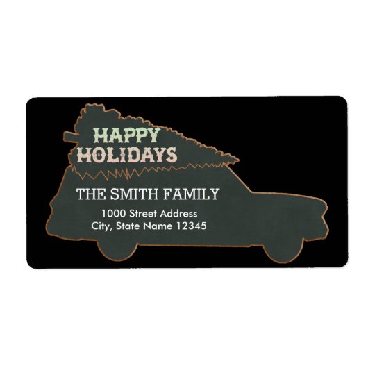 Zwarte kerstauto met structuur etiket (Voorkant)