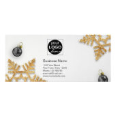 Zwarte kerstbal - gouden snowflakes korting op zwa reclamekaart (Achterkant)