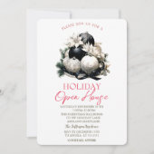 Zwarte Kerstballen Holiday Open House Kaart (Voorkant)