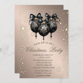 Zwarte Kerstballen Roos Gouden Kerstfeest Kaart (Voorkant / Achterkant)