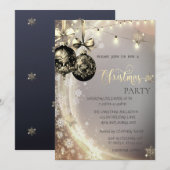 Zwarte Kerstballen, Strijklichten, Sneeuwvlokken Kaart (Voorkant / Achterkant)