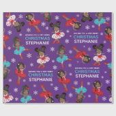 Zwarte kerstballerina cadeaupapier (Vlak)