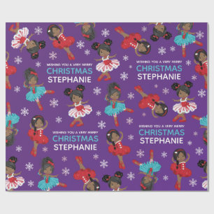 Zwarte kerstballerina cadeaupapier
