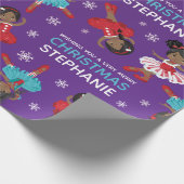 Zwarte kerstballerina cadeaupapier (Hoek)