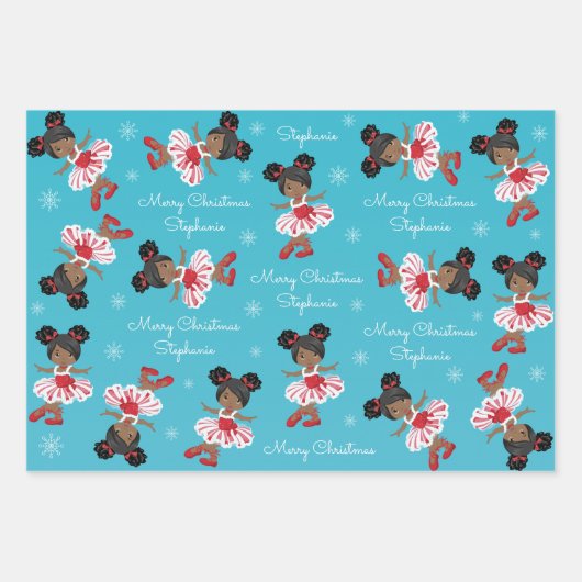 Zwarte kerstballerina inpakpapier vel (Voorkant 2)