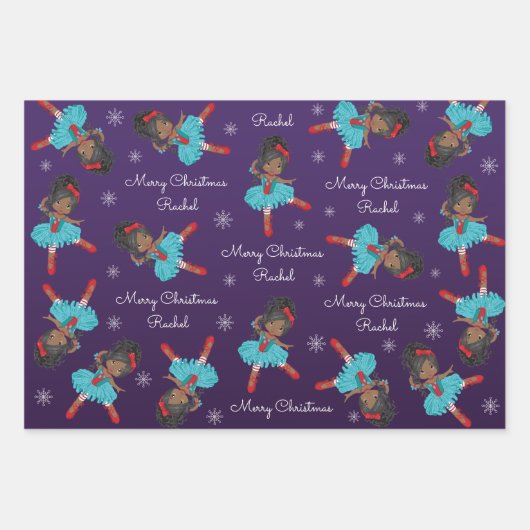 Zwarte kerstballerina inpakpapier vel (Voorkant)