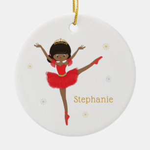 Zwarte kerstballerina keramisch ornament