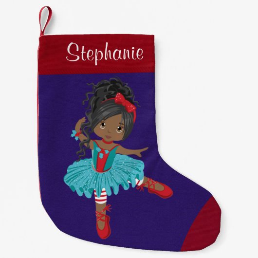 Zwarte kerstballerina kleine kerstsok (Voorkant)