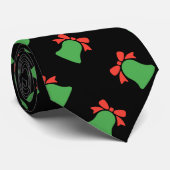 Zwarte Kerstbel Naadloos Patroon Stropdas (Opgerold)