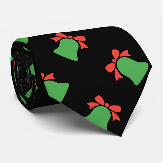 Zwarte Kerstbel Naadloos Patroon Stropdas (Opgerold)