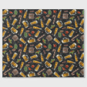 Zwarte kerstbier cadeaupapier (Vlak)