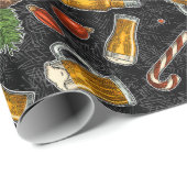 Zwarte kerstbier cadeaupapier (Rol Hoek)