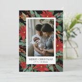 Zwarte kerstbloem Vrolijke kerst Kaart (Staand voorkant)