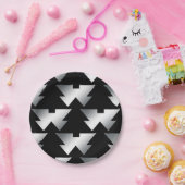 Zwarte kerstbomen Modern Kerstmis Papieren Bordje (Feest)