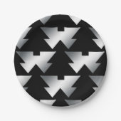 Zwarte kerstbomen Modern Kerstmis Papieren Bordje (Voorkant)