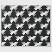 Zwarte kerstbomen op zilver cadeaupapier (Vlak)