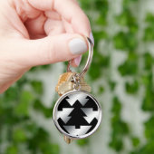 Zwarte kerstbomen op zilver sleutelhanger (Hand)