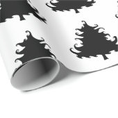 Zwarte kerstbomen patroon cadeaupapier (Rol Hoek)