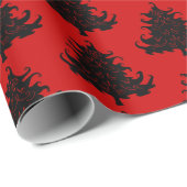 Zwarte kerstbomen Patroon Rood Cadeaupapier (Rol Hoek)