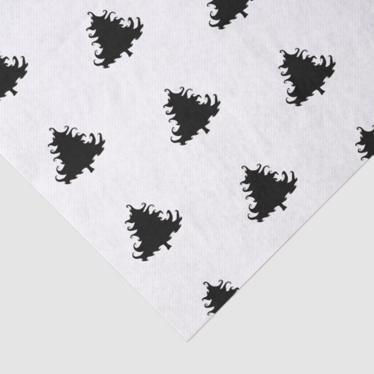 Zwarte Kerstbomen Patroon Tissue Papier (Detail)
