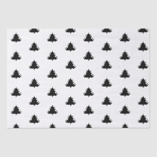 Zwarte Kerstbomen Patroon Tissue Papier (Voorkant)