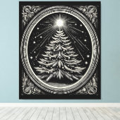 Zwarte kerstboom  canvas afdruk (Insitu (Houten vloer))