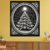 Zwarte kerstboom  canvas afdruk (Insitu (Woonkamer))