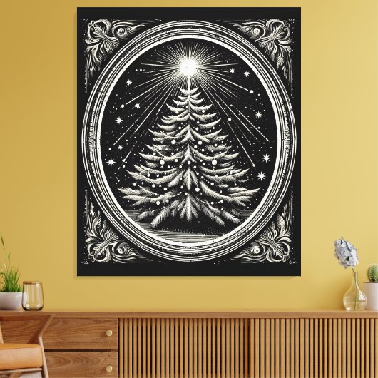 Zwarte kerstboom  canvas afdruk (Insitu (Woonkamer))