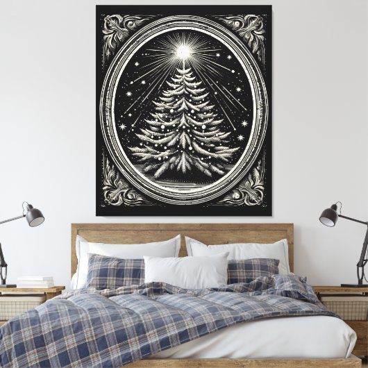 Zwarte kerstboom  canvas afdruk (Insitu (Slaapkamer))