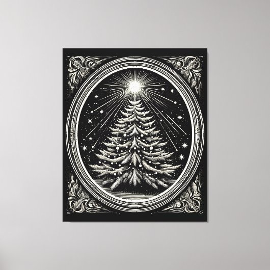 Zwarte kerstboom  canvas afdruk (Voorkant)