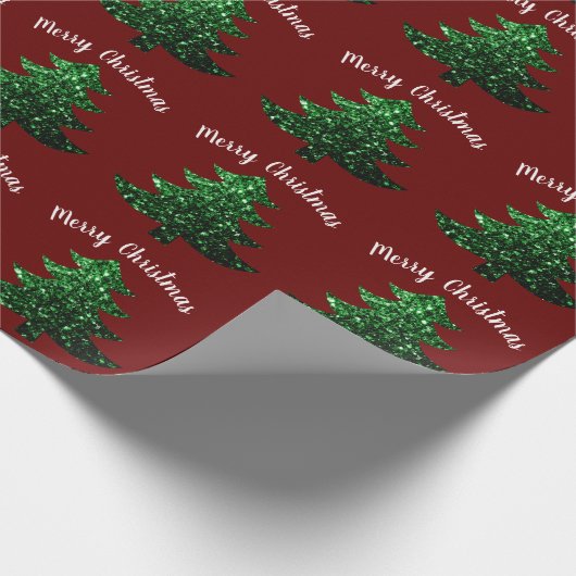 Zwarte kerstboom, donkerrood cadeaupapier (Hoek)