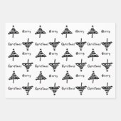 Zwarte kerstboom Faux Gold Glitter Holiday Inpakpapier Vel (Voorkant 3)