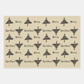 Zwarte kerstboom Faux Gold Glitter Holiday Inpakpapier Vel (Voorkant 2)