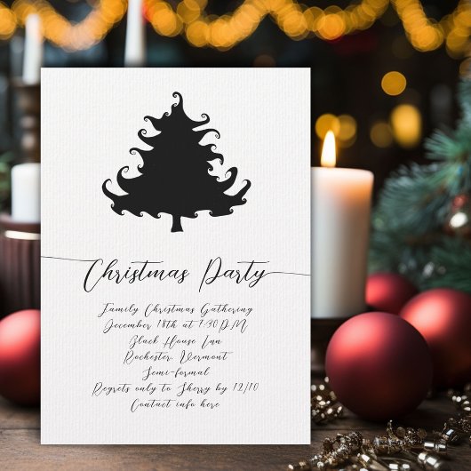 Zwarte Kerstboom Feest Uitnodigingen