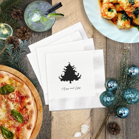 Zwarte Kerstboom Feestje Servet
