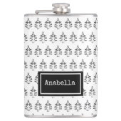 Zwarte Kerstboom gepersonaliseerd Heupfles (Voorkant)